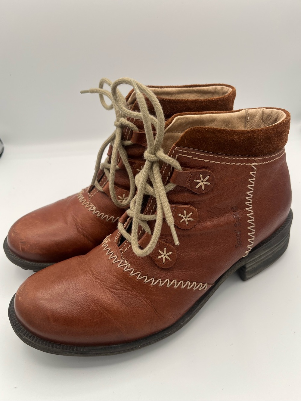 Joseph Seibel “Paige” Brown Leather Lace Up Ankle Boot